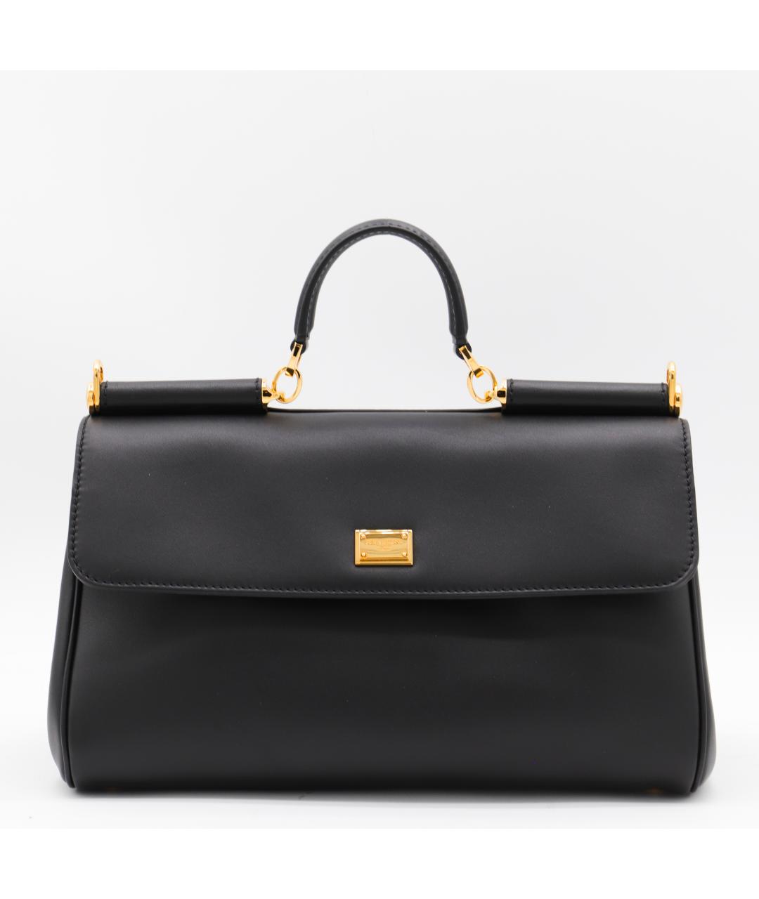 DOLCE&GABBANA Черная кожаная сумка тоут, фото 2
