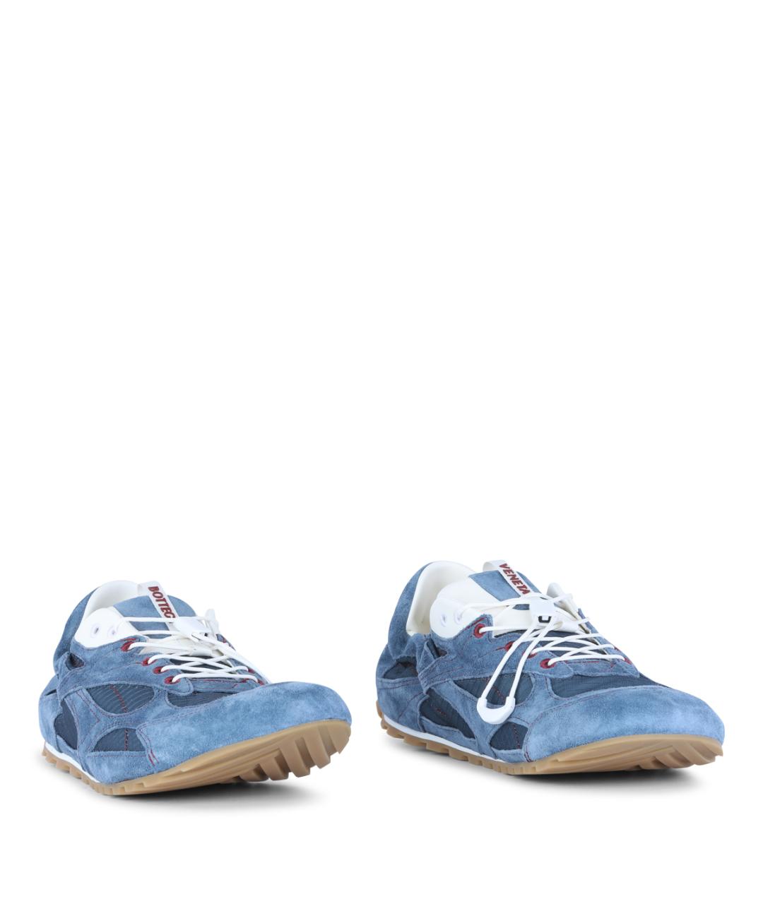 BOTTEGA VENETA Голубые замшевые низкие кроссовки / кеды, фото 2