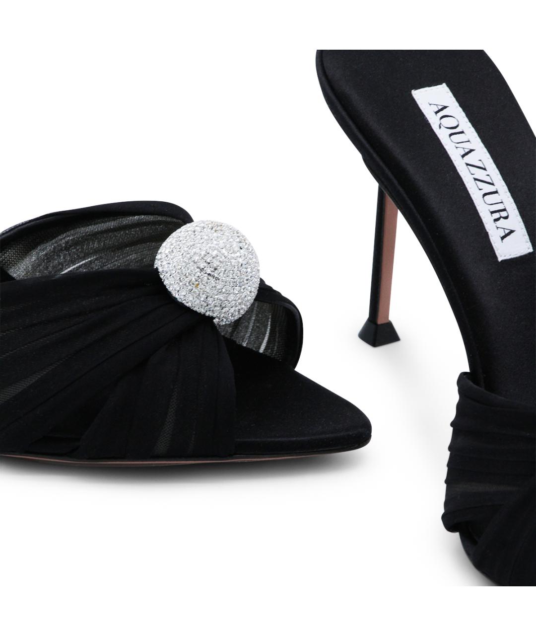 AQUAZZURA Черные текстильные мюли, фото 4