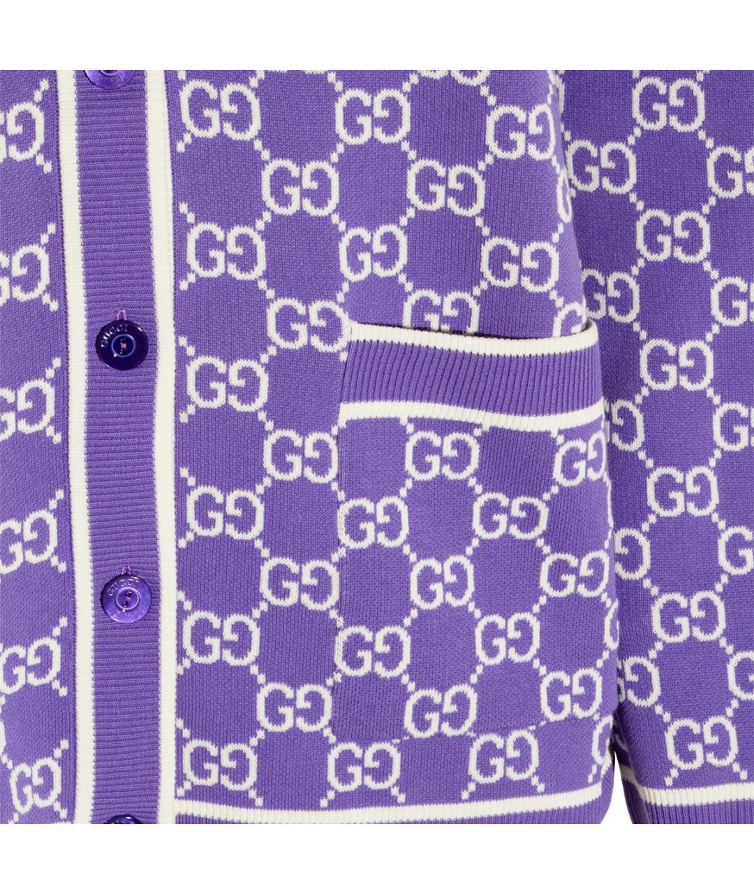 GUCCI Фиолетовый хлопковый кардиган, фото 4