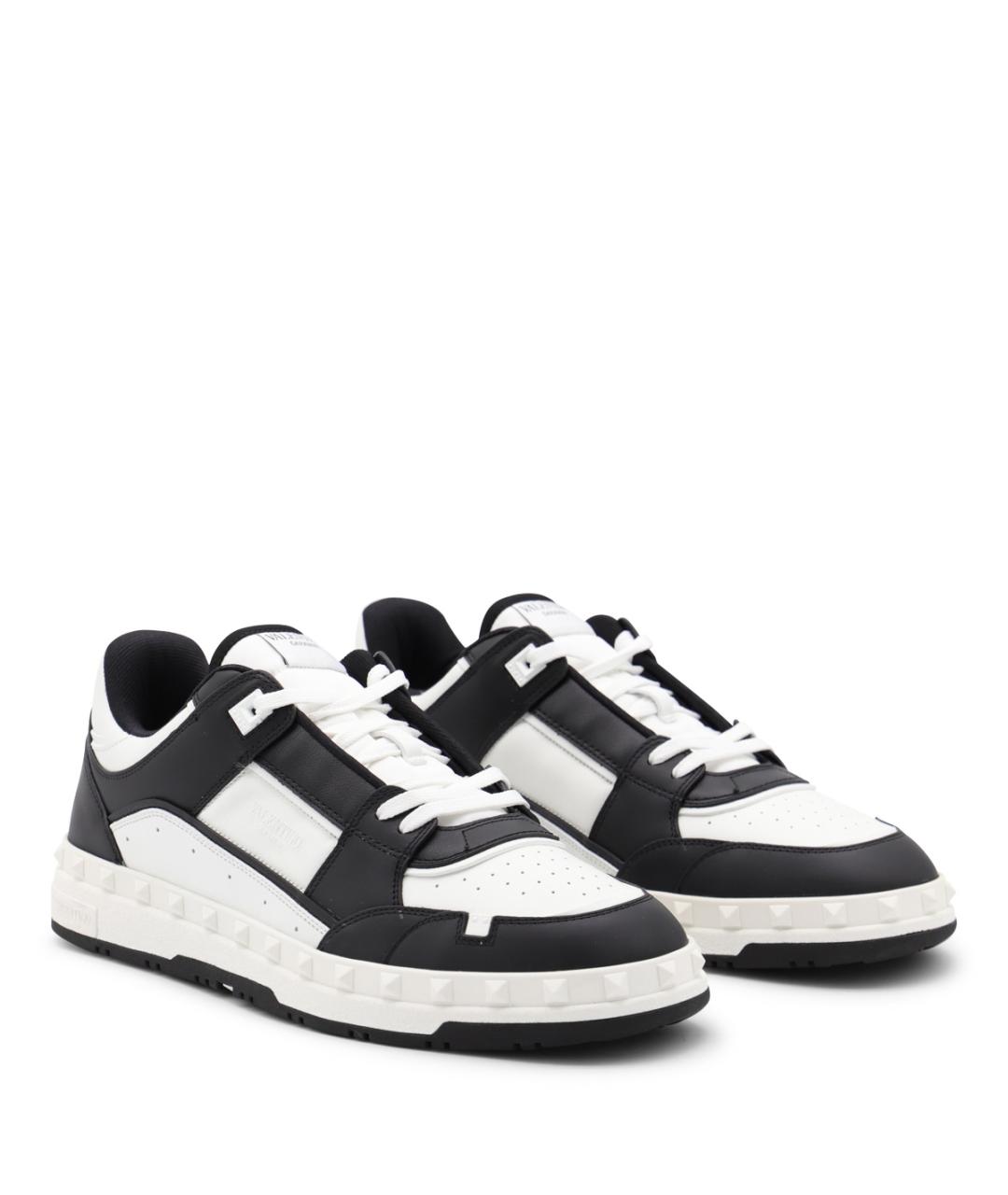 VALENTINO Черные кожаные низкие кроссовки / кеды, фото 2