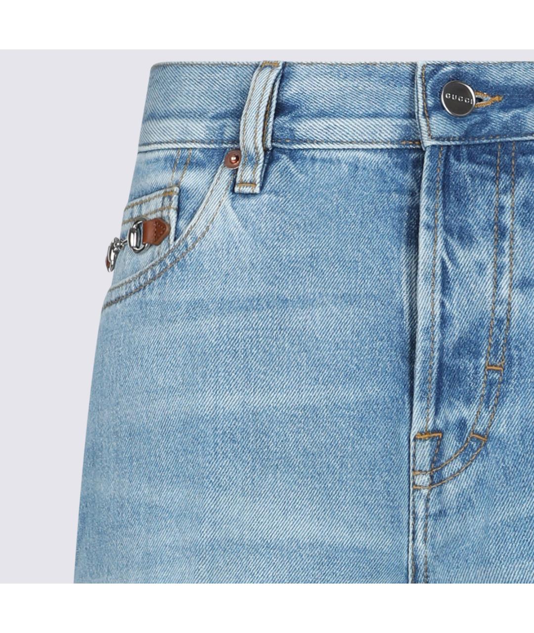 GUCCI Голубые хлопковые прямые джинсы, фото 4