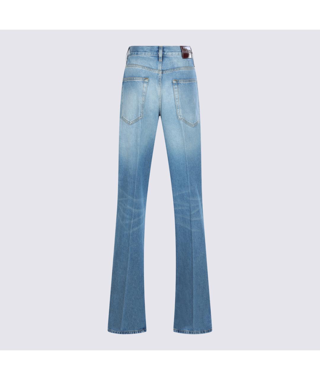 GUCCI Голубые хлопковые прямые джинсы, фото 3