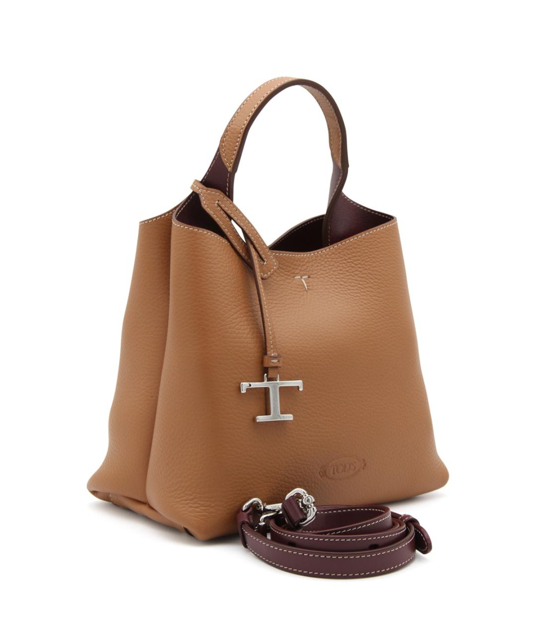 TOD'S Коричневая кожаная сумка тоут, фото 2