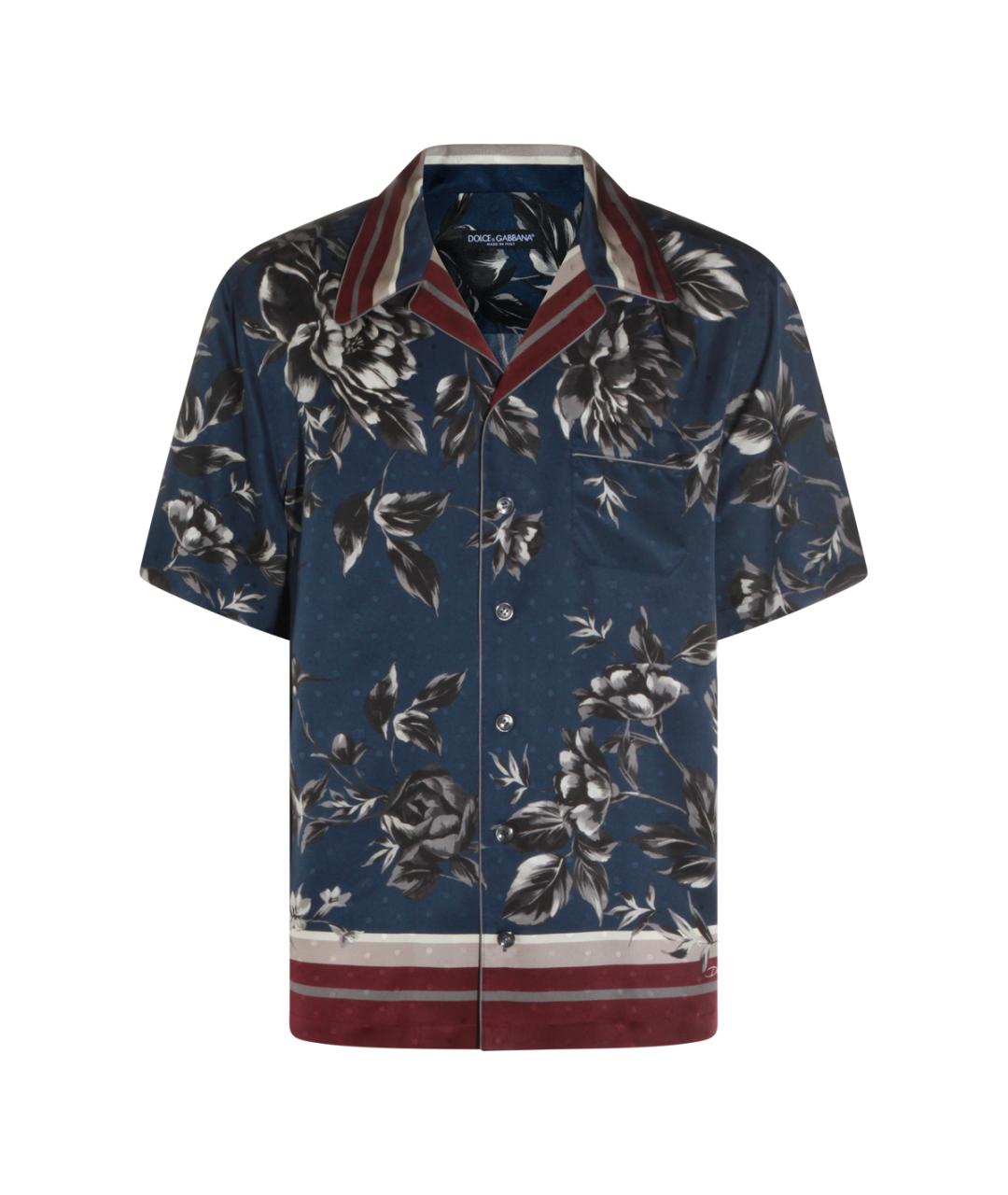 DOLCE&GABBANA Синяя шелковая кэжуал рубашка, фото 1