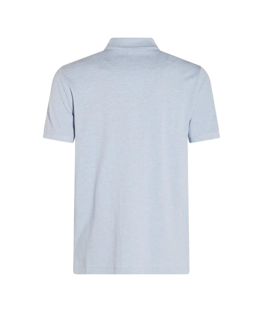 POLO RALPH LAUREN Голубое хлопковое поло с коротким рукавом, фото 2