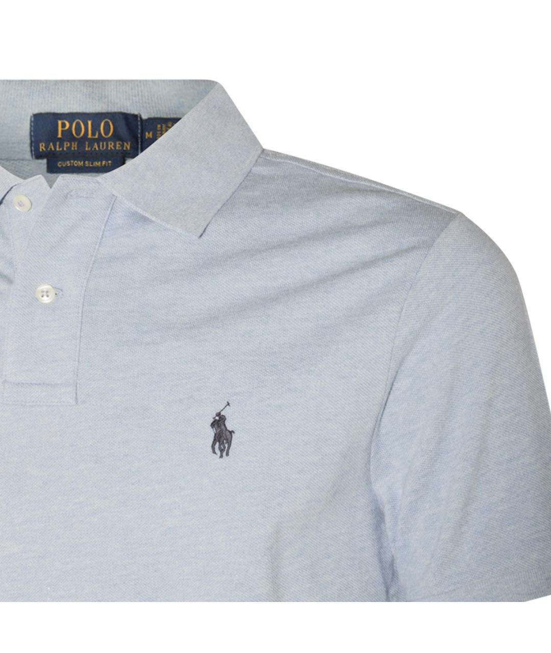 POLO RALPH LAUREN Голубое хлопковое поло с коротким рукавом, фото 3