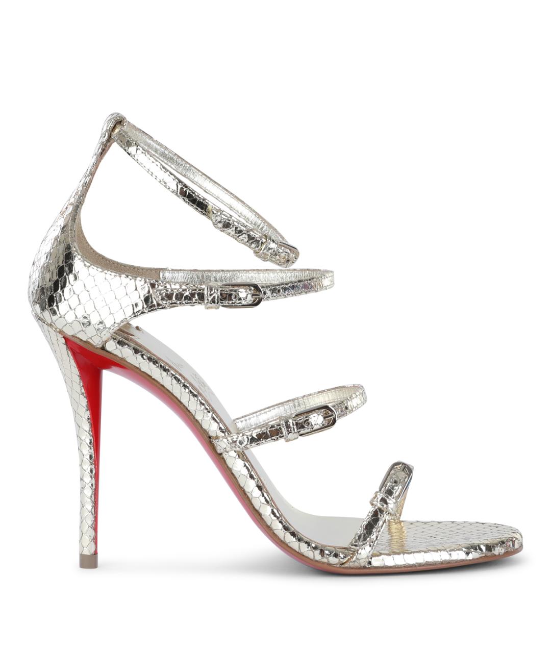 CHRISTIAN LOUBOUTIN Золотые кожаные босоножки, фото 1