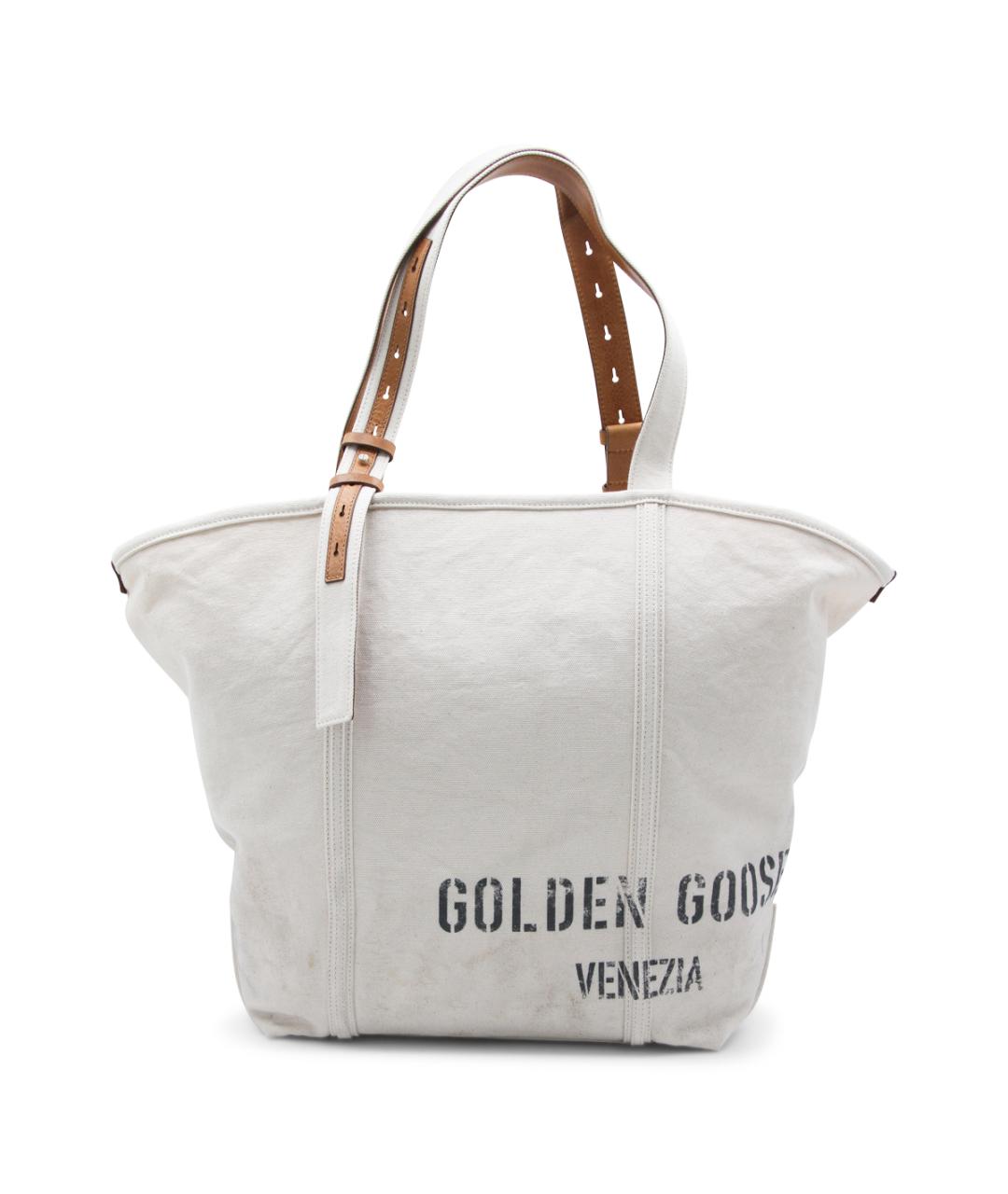 GOLDEN GOOSE DELUXE BRAND Бежевая тканевая сумка тоут, фото 1