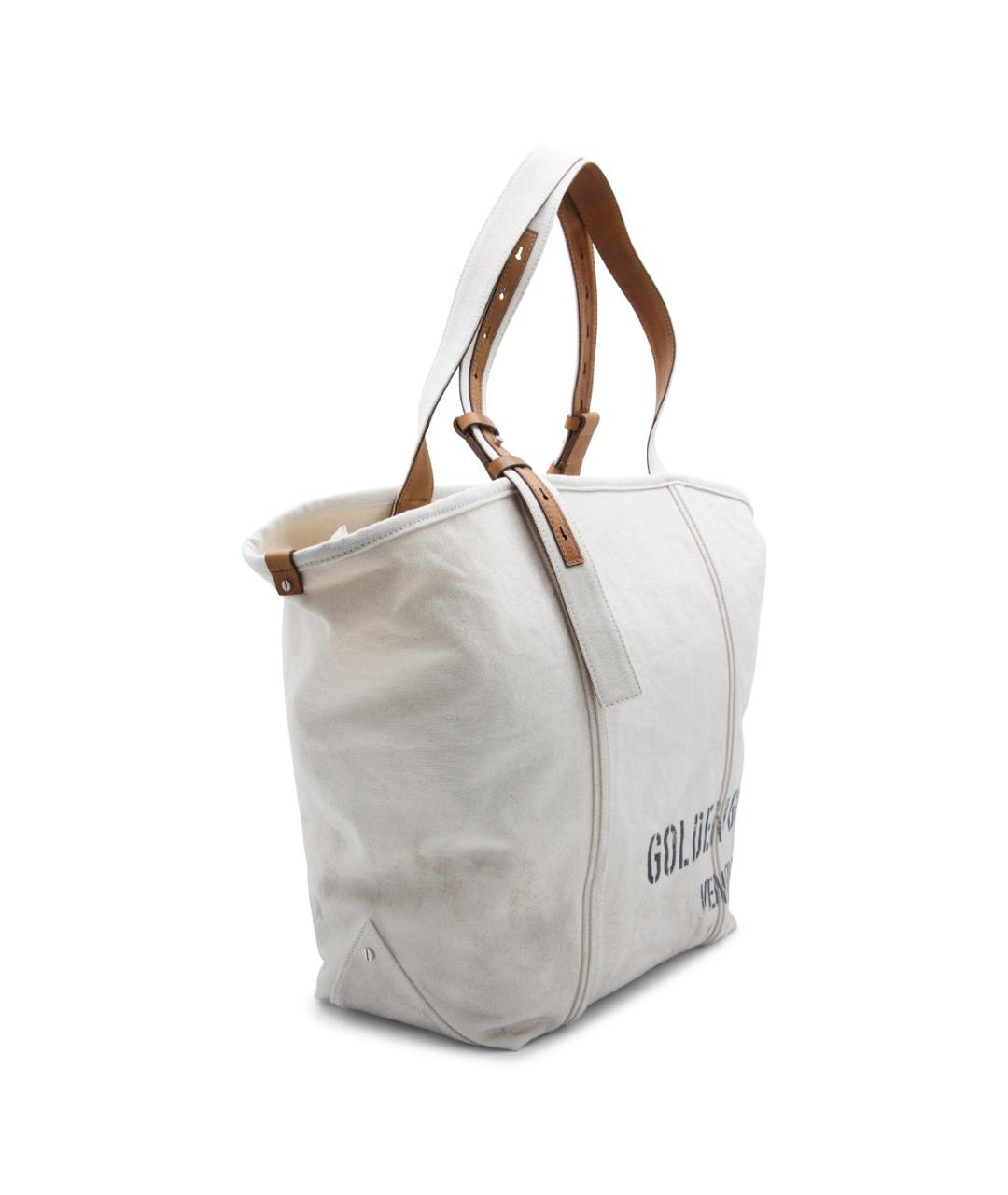 GOLDEN GOOSE DELUXE BRAND Бежевая тканевая сумка тоут, фото 2