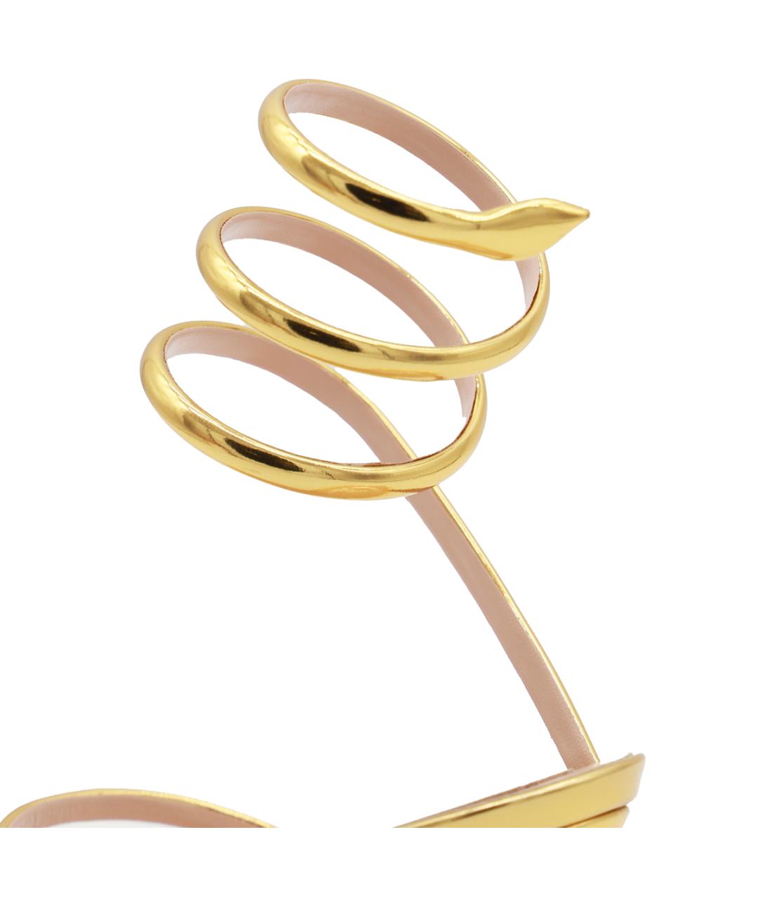 RENE CAOVILLA Золотые кожаные босоножки, фото 4