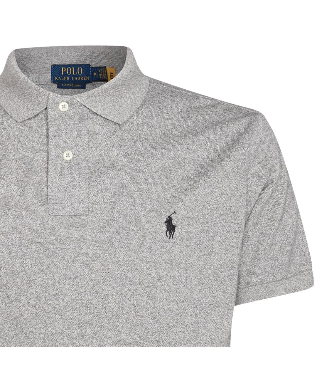 POLO RALPH LAUREN Серое хлопковое поло с коротким рукавом, фото 3