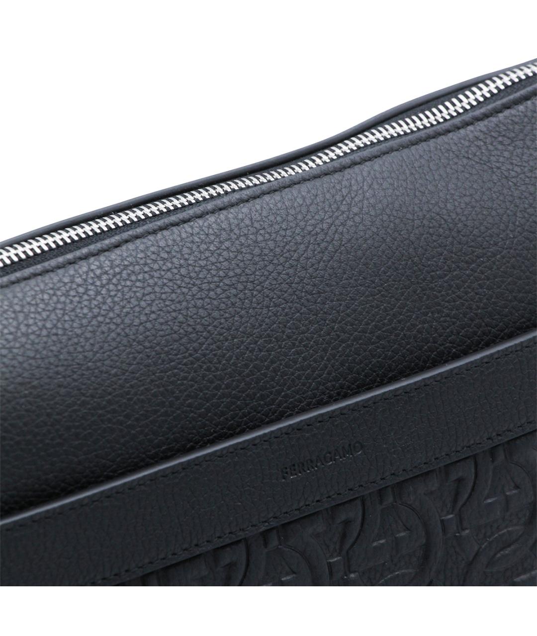 FERRAGAMO Черная кожаная сумка на плечо, фото 4
