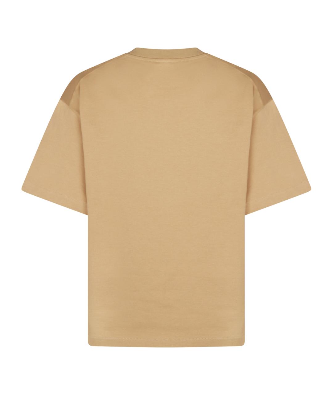 JIL SANDER Бежевая хлопковая футболка, фото 2