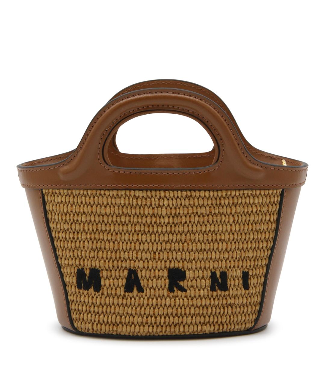 MARNI Коричневая пелетеная сумка тоут, фото 1