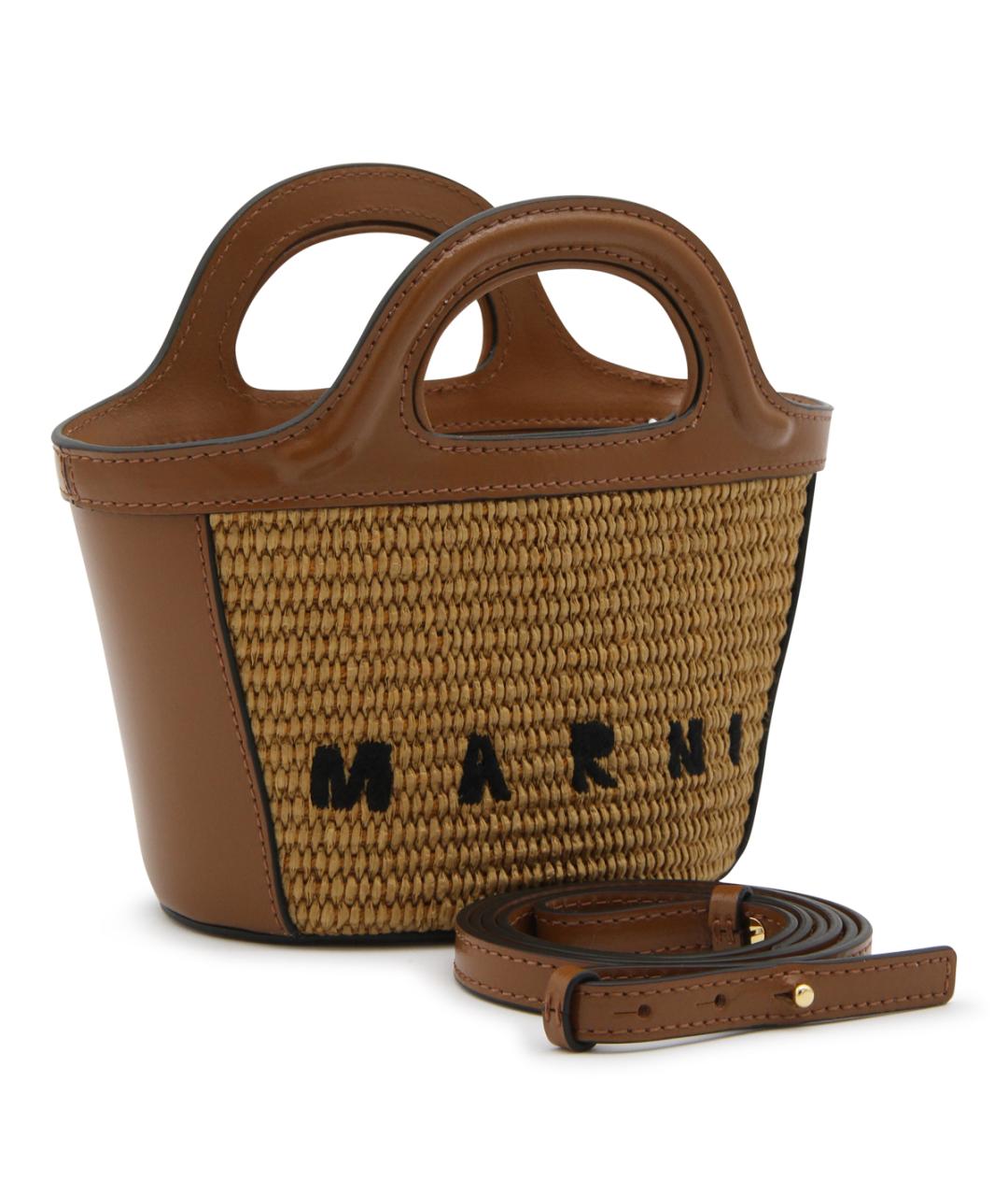 MARNI Коричневая пелетеная сумка тоут, фото 2