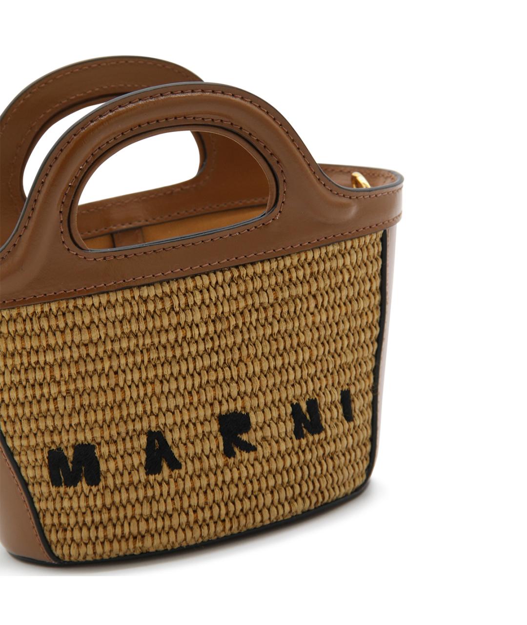 MARNI Коричневая пелетеная сумка тоут, фото 4