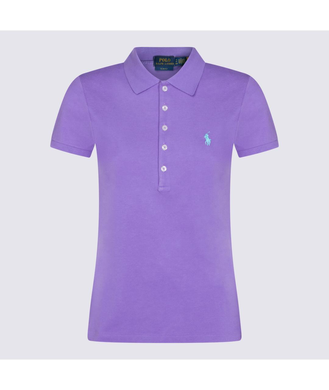 POLO RALPH LAUREN Фиолетовая хлопко-эластановая футболка, фото 2