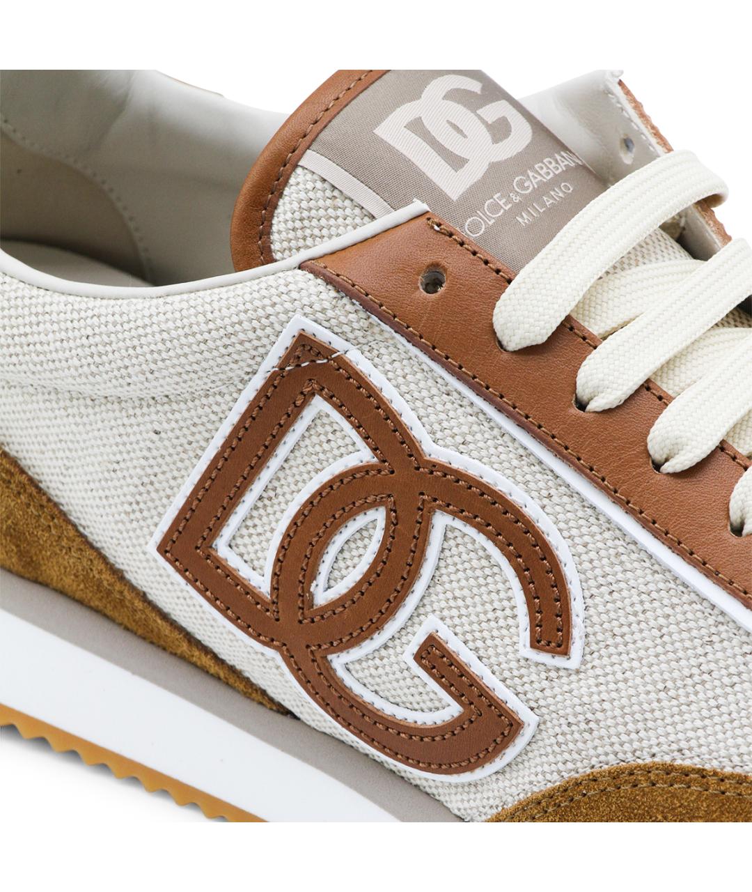 DOLCE&GABBANA Бежевые кожаные низкие кроссовки / кеды, фото 4