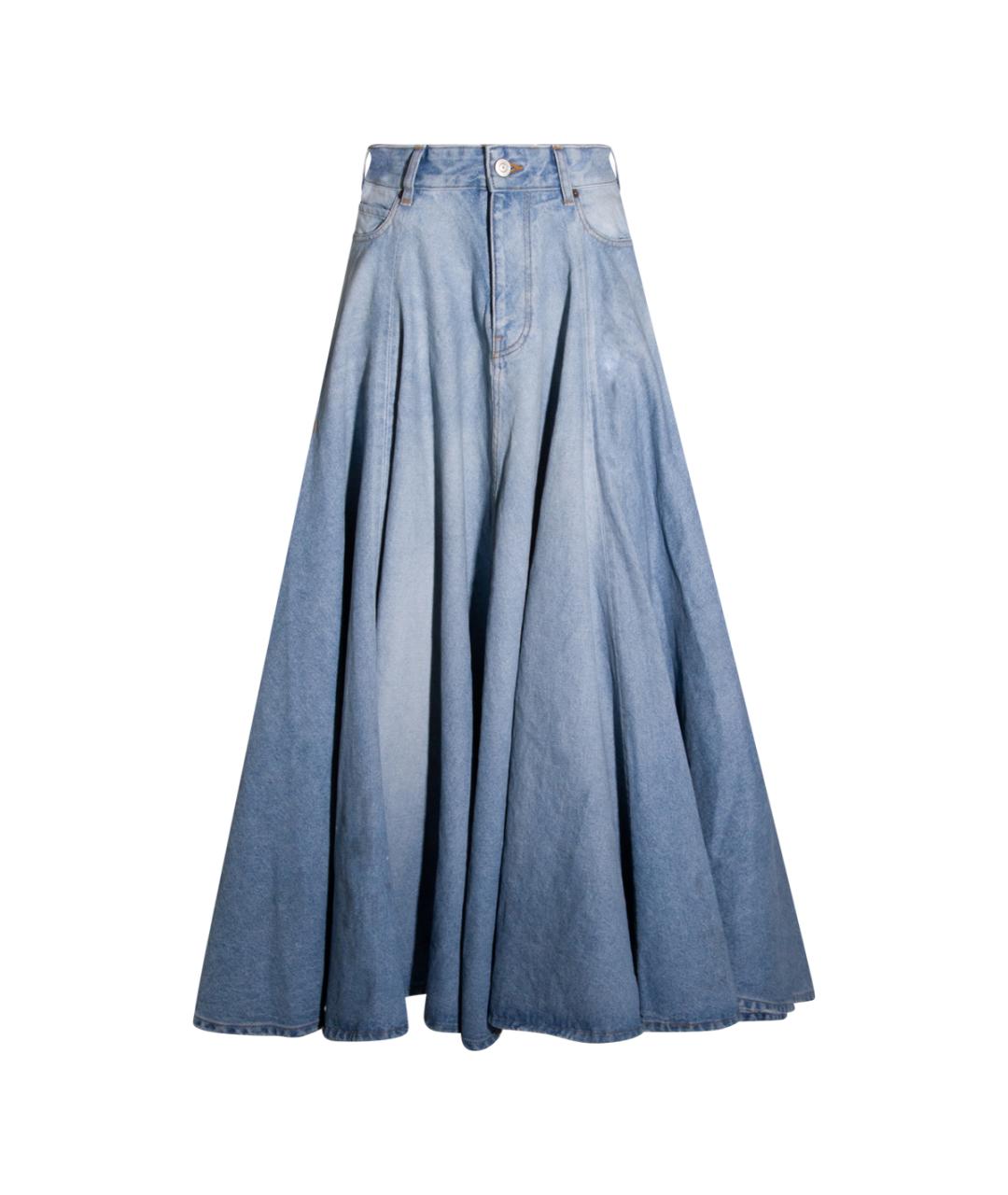 BALENCIAGA Голубая хлопковая юбка миди, фото 1