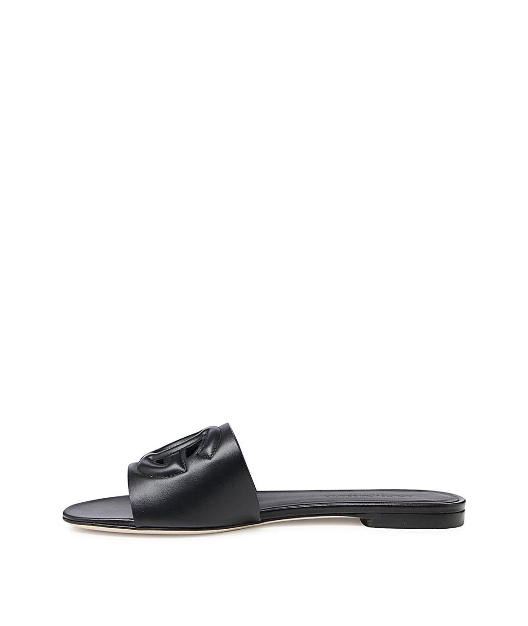 DOLCE&GABBANA Черные кожаные шлепанцы, фото 2
