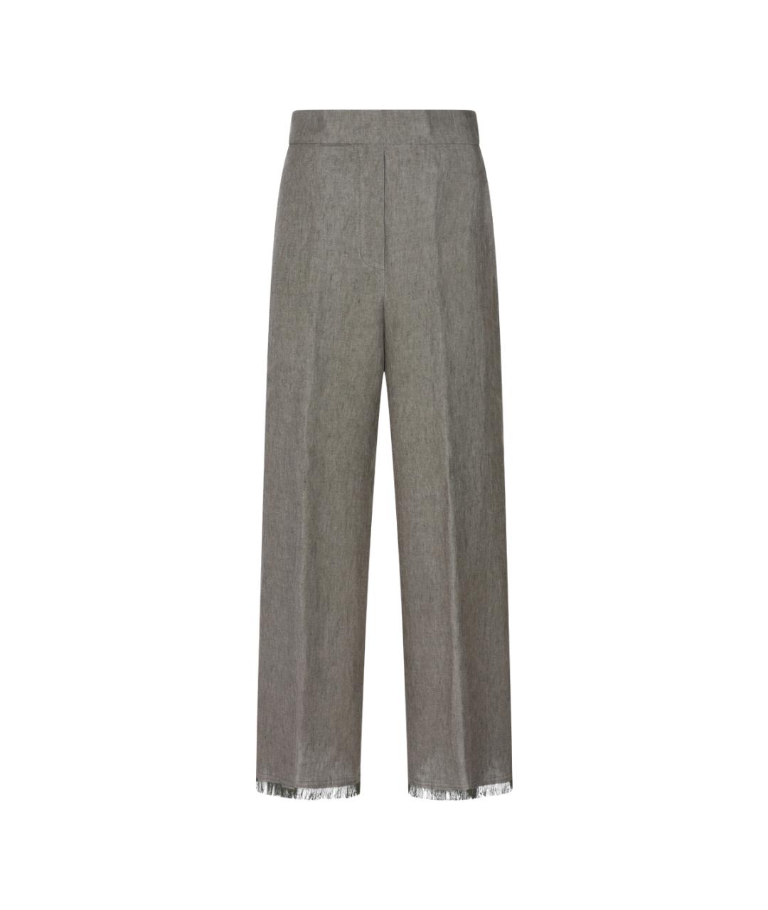 ANTONELLI FIRENZE Хаки льняные прямые брюки, фото 1