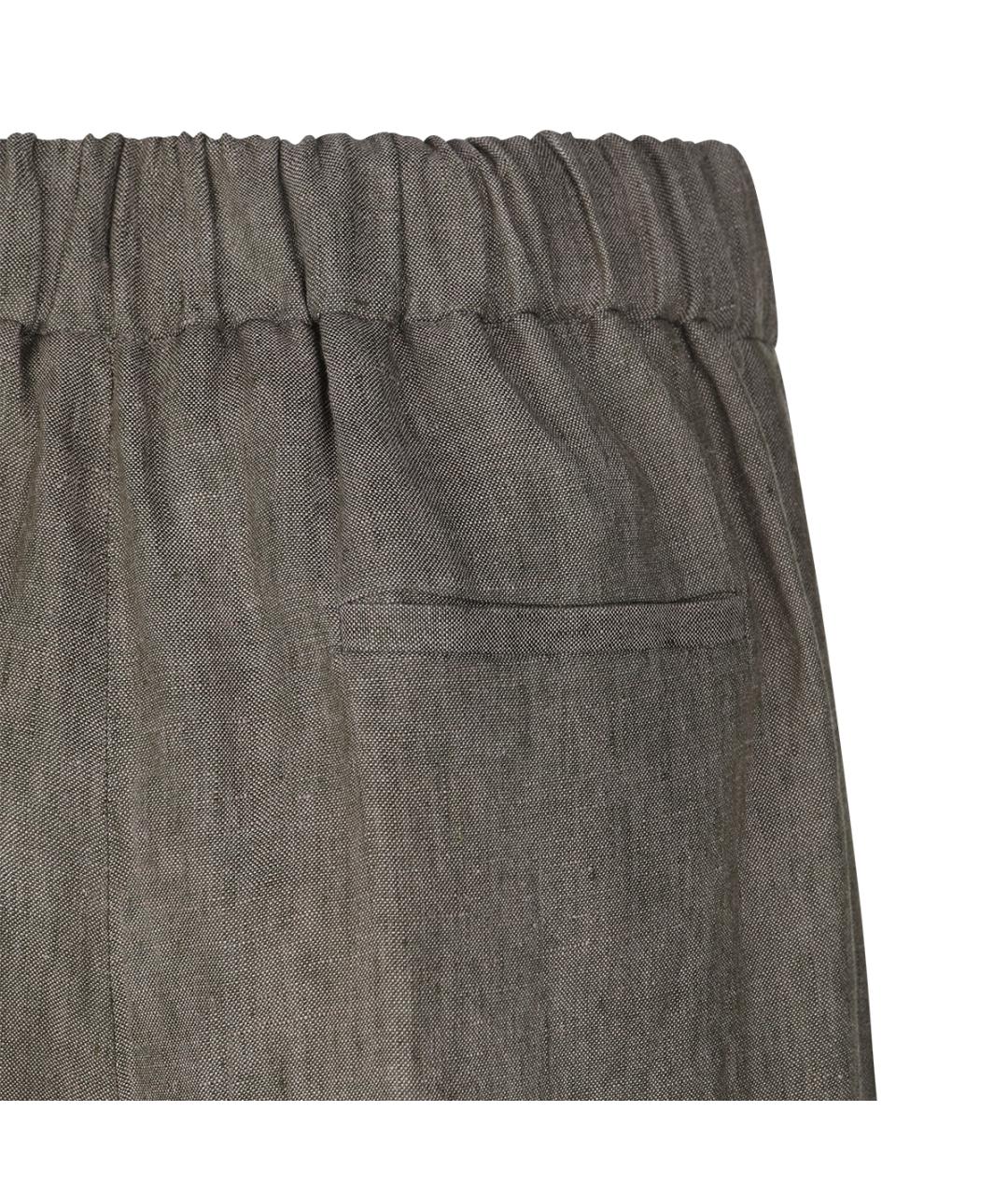 ANTONELLI FIRENZE Хаки льняные прямые брюки, фото 2
