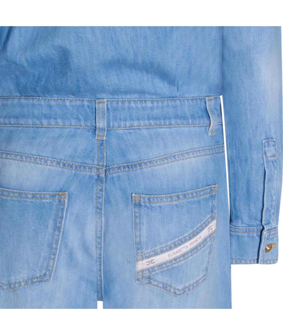 ELISABETTA FRANCHI Голубой хлопковый комбинезон, фото 5