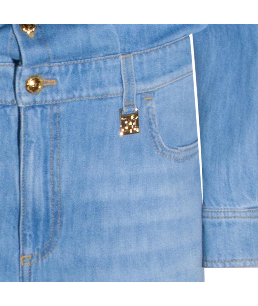 ELISABETTA FRANCHI Голубой хлопковый комбинезон, фото 4