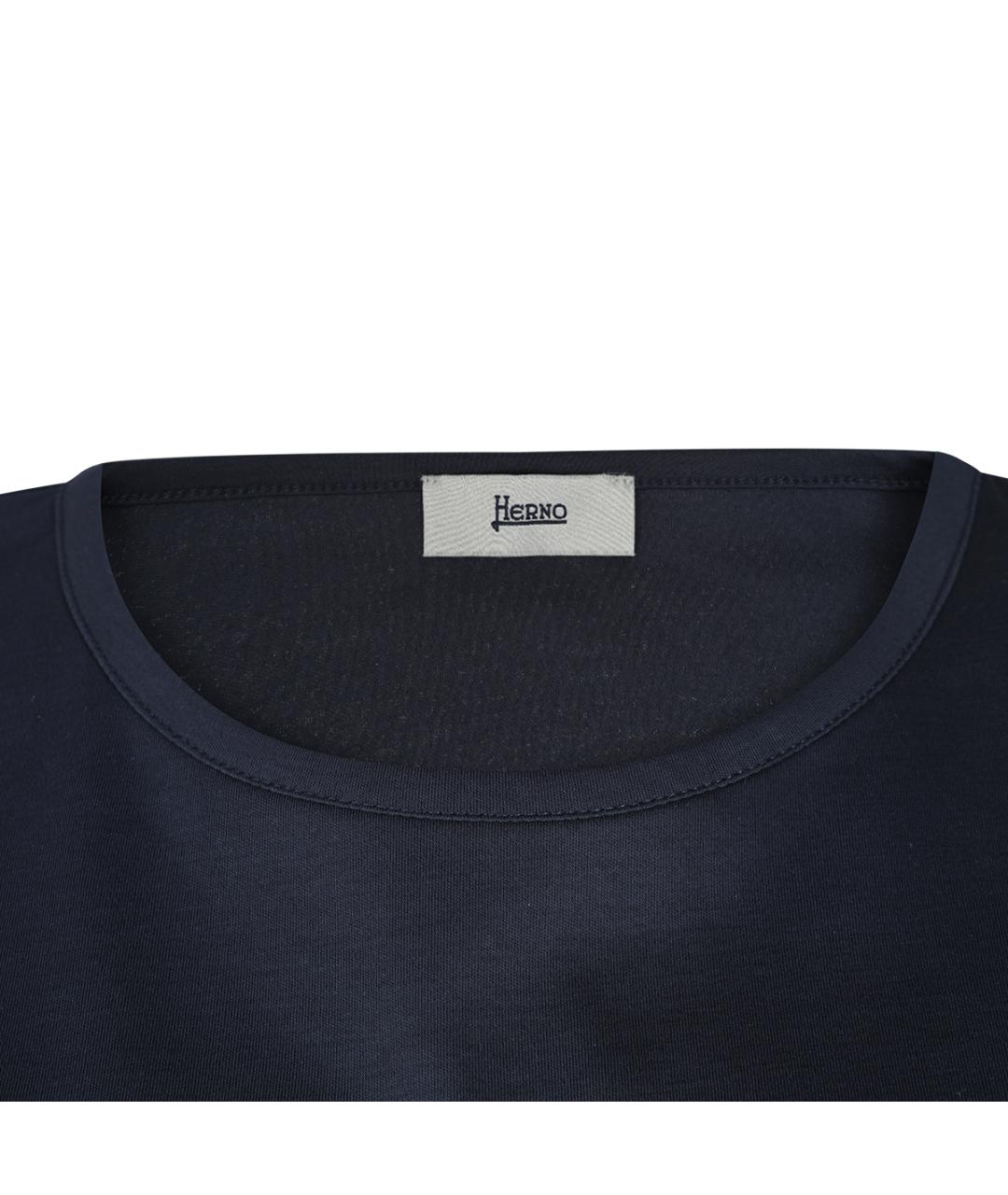HERNO Темно-синяя хлопковая футболка, фото 3