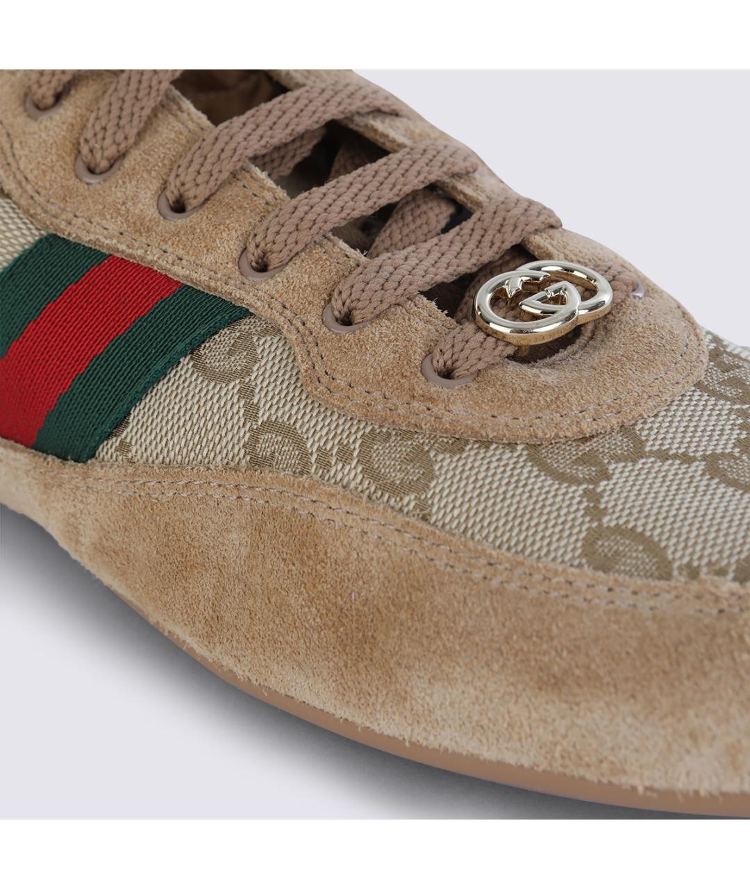 GUCCI Бежевые замшевые кроссовки, фото 5