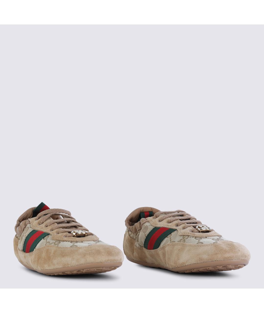 GUCCI Бежевые замшевые кроссовки, фото 3