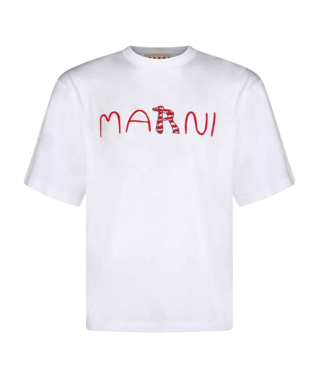 MARNI Белая хлопковая футболка, фото 1