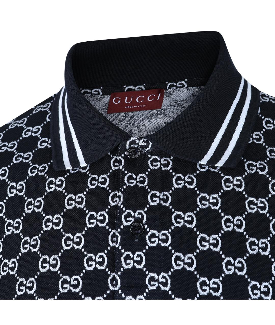 GUCCI Синее хлопковое поло с коротким рукавом, фото 3