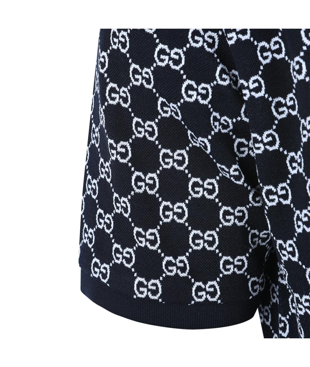 GUCCI Синее хлопковое поло с коротким рукавом, фото 4