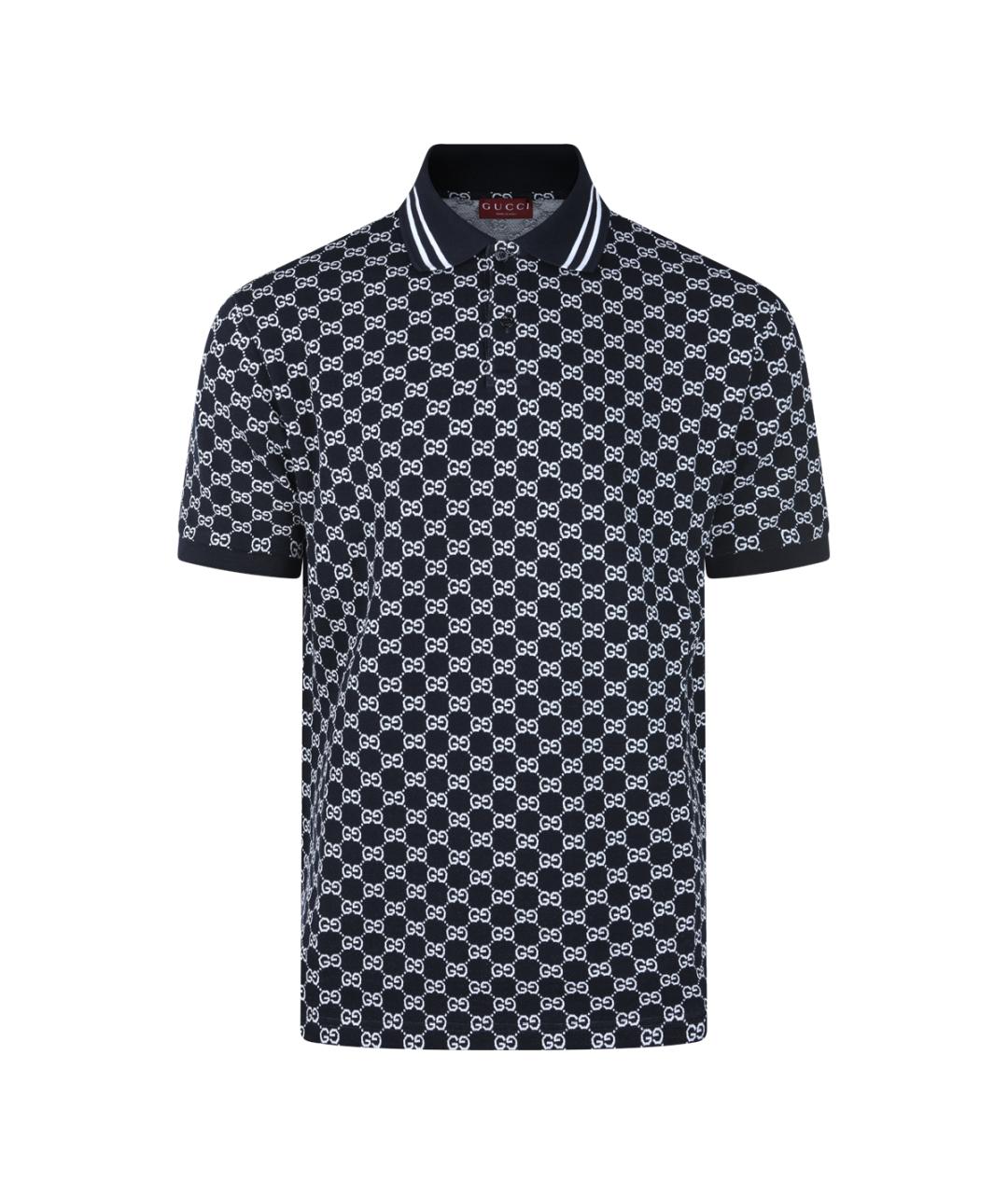 GUCCI Синее хлопковое поло с коротким рукавом, фото 1