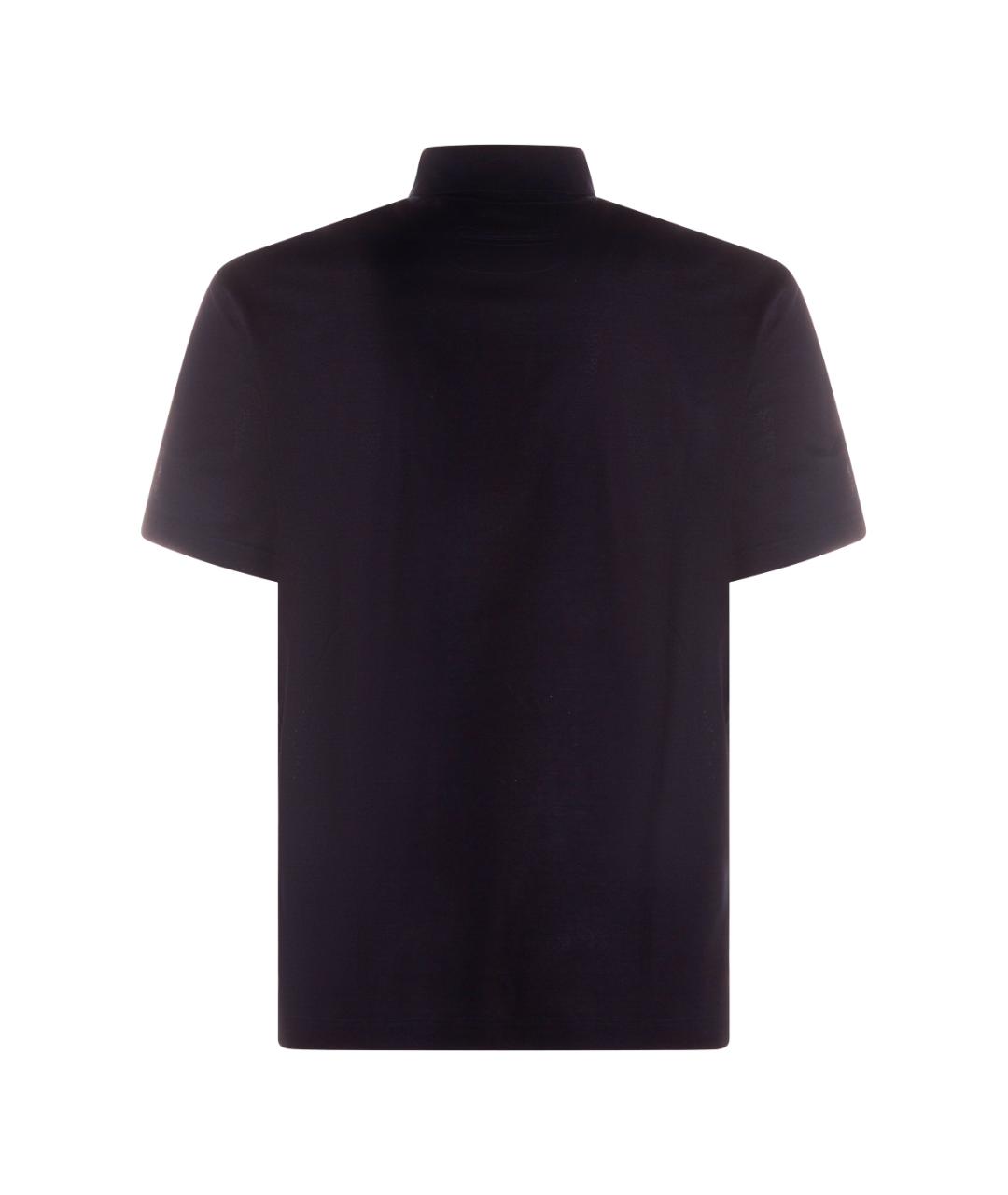 ZEGNA Темно-синее хлопковое поло с коротким рукавом, фото 2