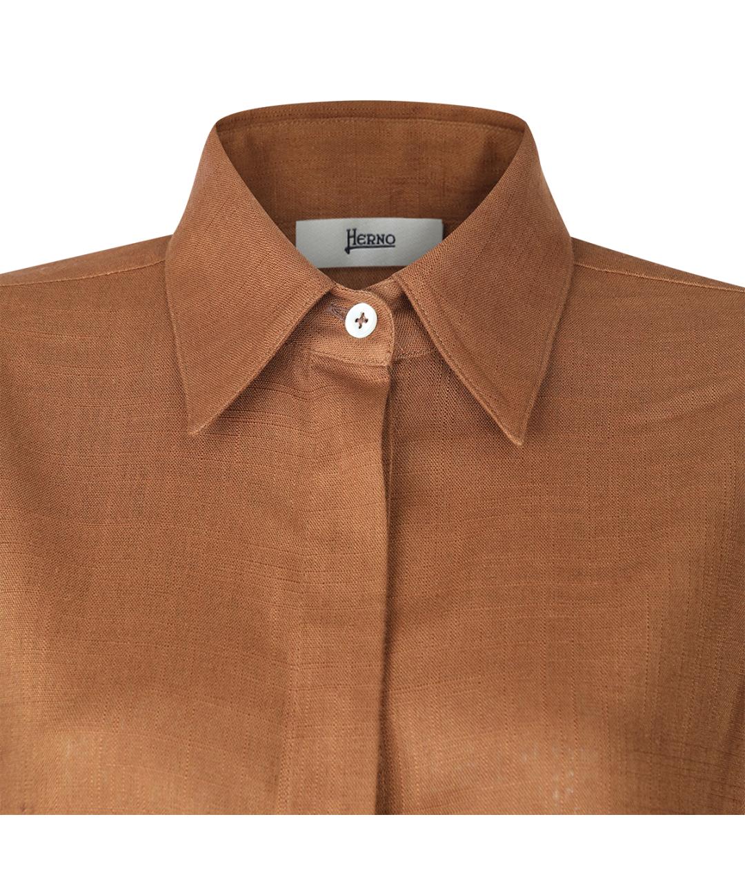 HERNO Коричневая вискозная рубашка, фото 3