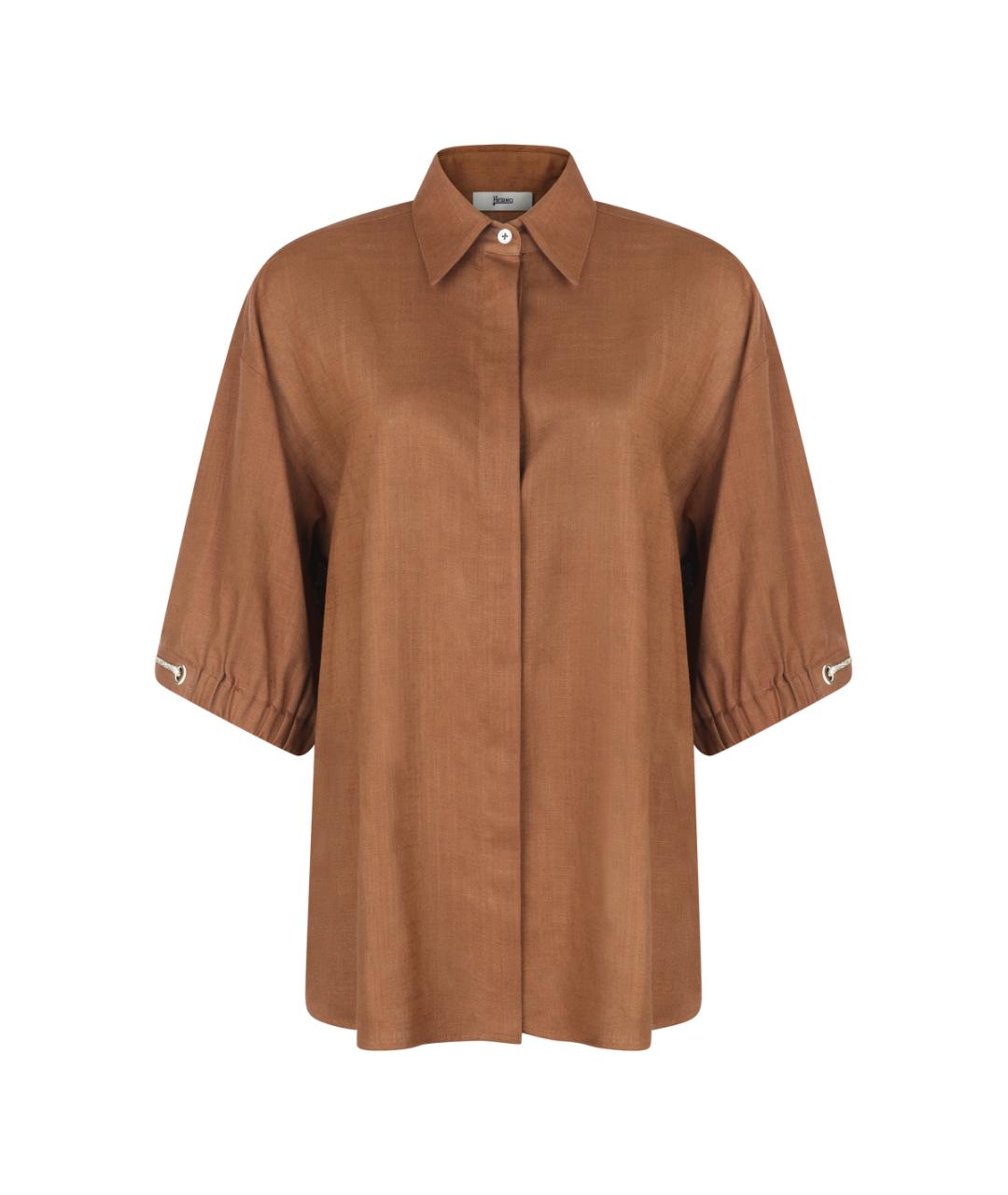HERNO Коричневая вискозная рубашка, фото 1