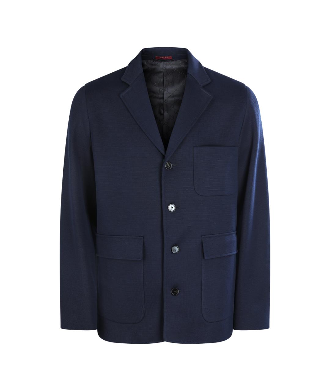 GUCCI Темно-синий хлопковый пиджак, фото 1
