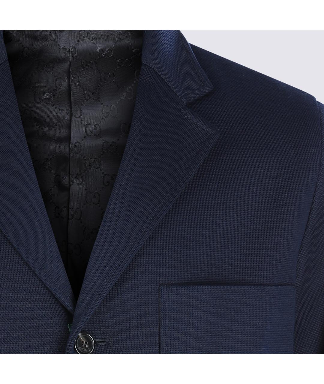 GUCCI Темно-синий хлопковый пиджак, фото 4