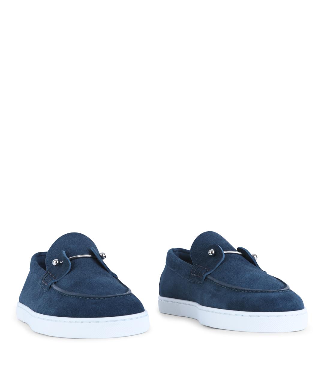 CHRISTIAN LOUBOUTIN Темно-синие замшевые лоферы, фото 2