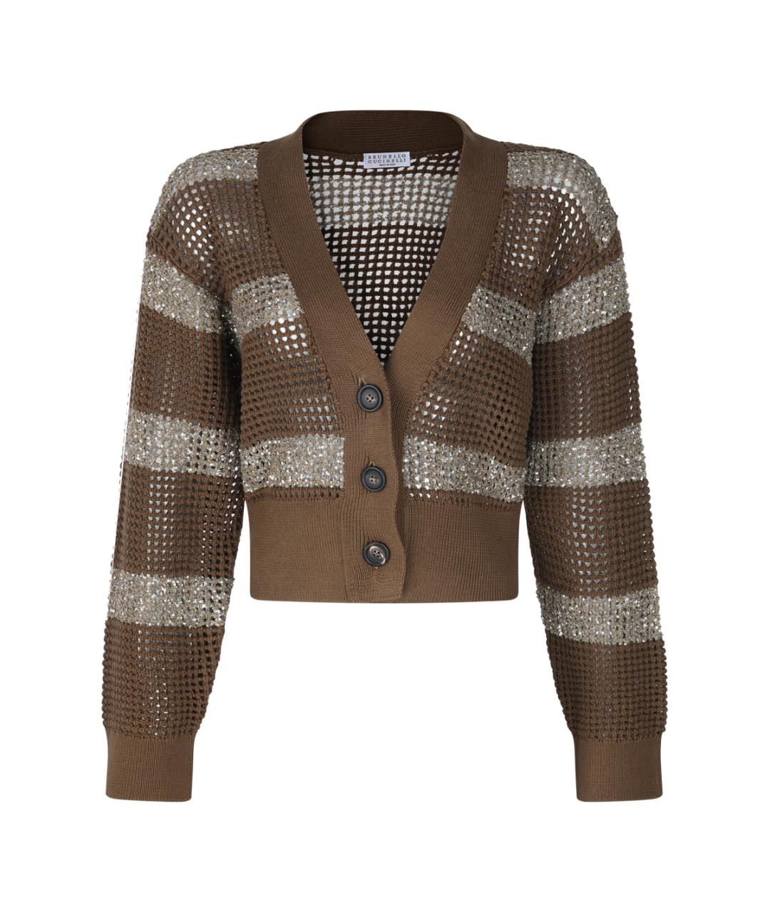 BRUNELLO CUCINELLI Коричневый хлопковый кардиган, фото 1