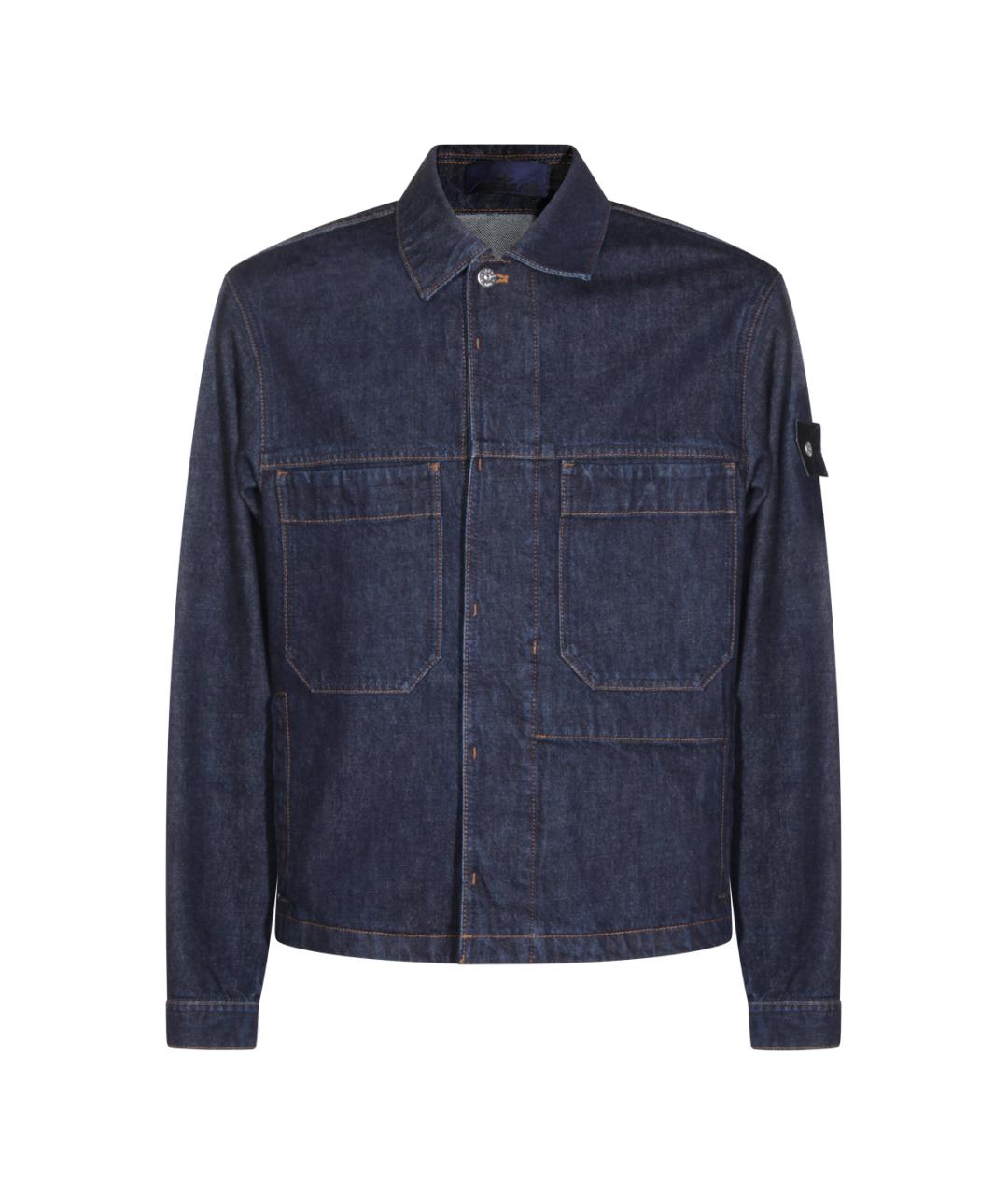 STONE ISLAND Темно-синяя хлопковая куртка, фото 1