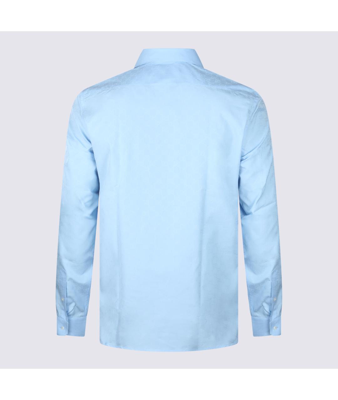 GUCCI Голубая хлопковая классическая рубашка, фото 3