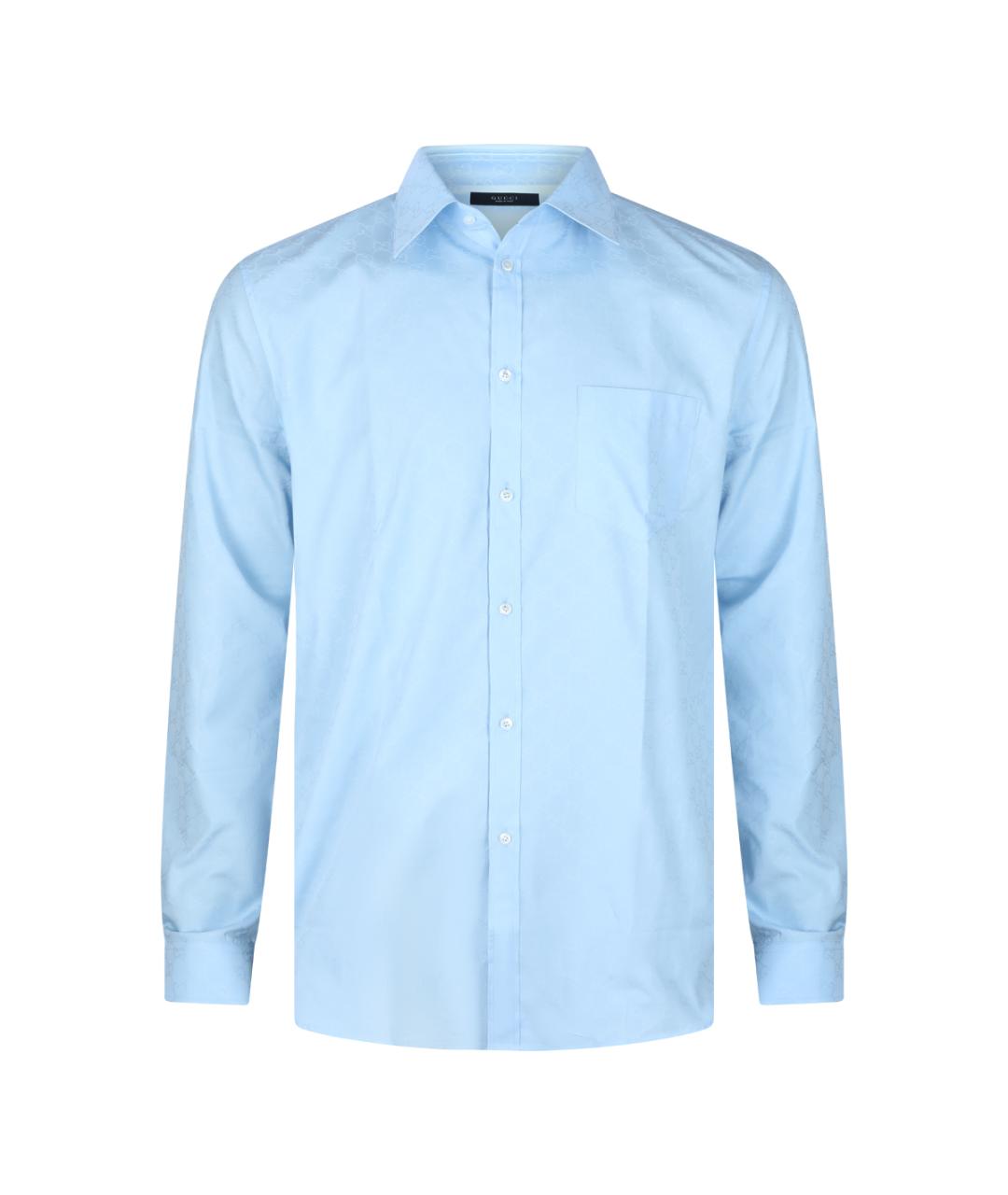 GUCCI Голубая хлопковая классическая рубашка, фото 1