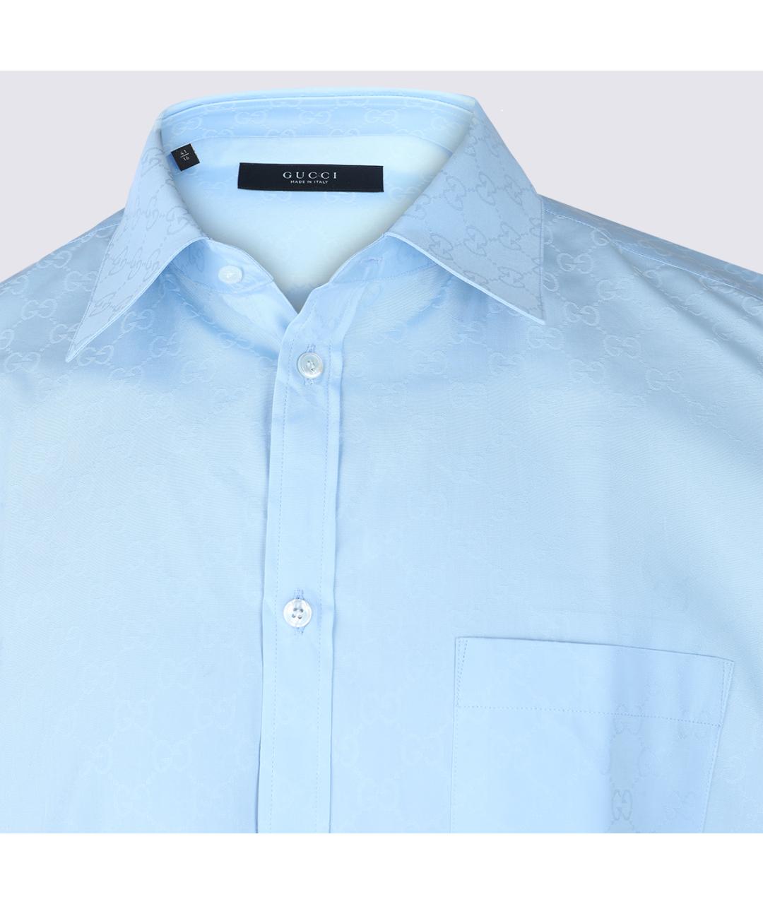 GUCCI Голубая хлопковая классическая рубашка, фото 4