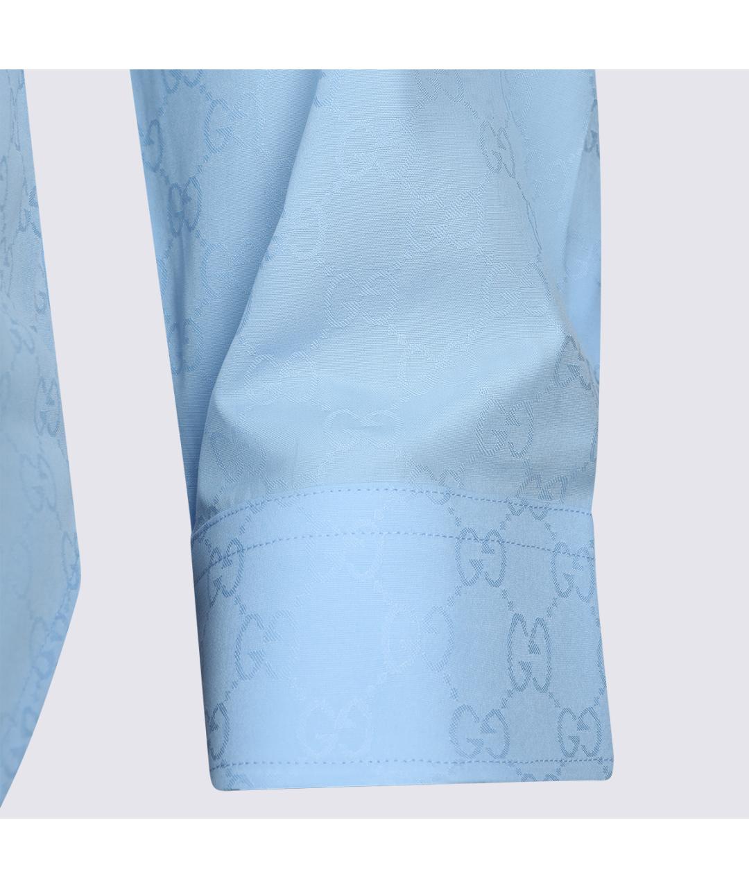 GUCCI Голубая хлопковая классическая рубашка, фото 5