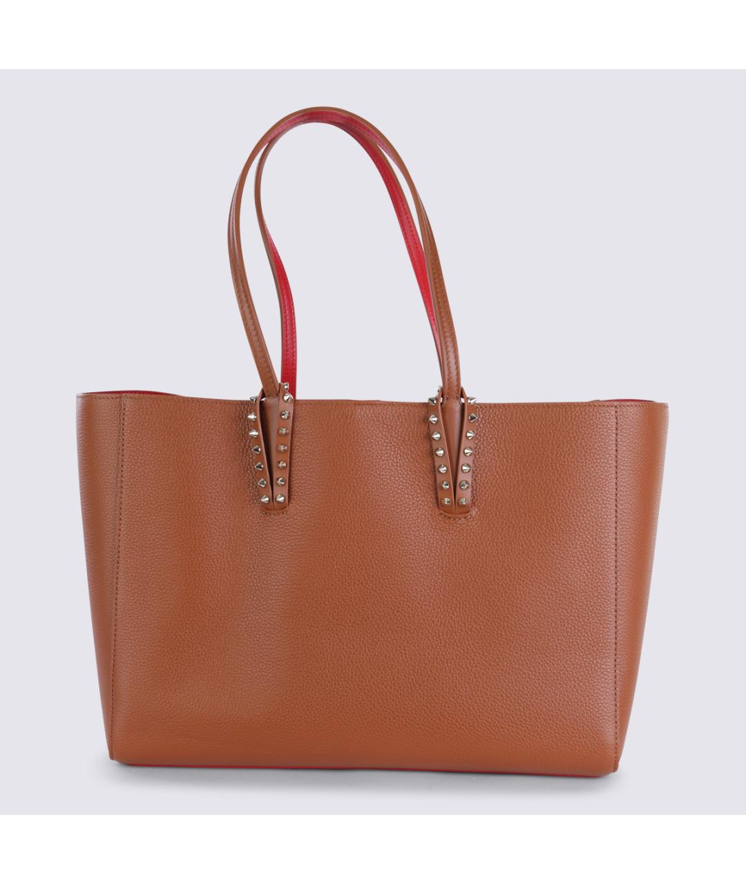 CHRISTIAN LOUBOUTIN Коричневая кожаная сумка тоут, фото 4