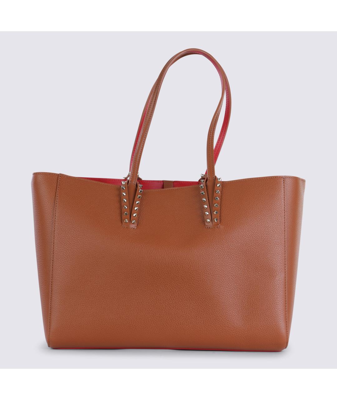 CHRISTIAN LOUBOUTIN Коричневая кожаная сумка тоут, фото 2